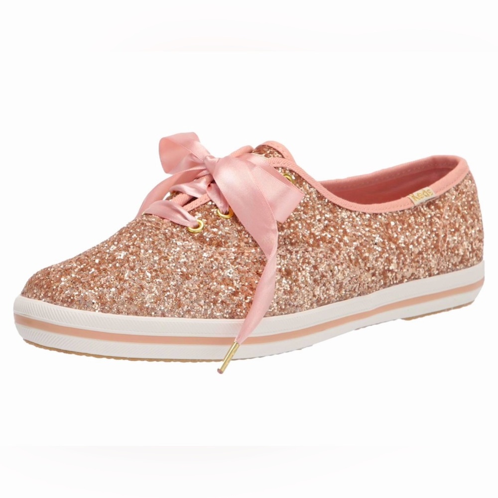 Keds X Kate Spade New York Champion Rose Gold Glitter Sneakers Size 8.5
